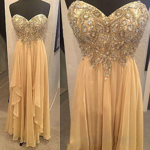 Long Prom Dress, Champagne Prom Dress, Sweet Heart Prom Dress, Modest Prom Dress, Pleating Prom Dress, Elegant Prom Dress, Custom Prom Dress,