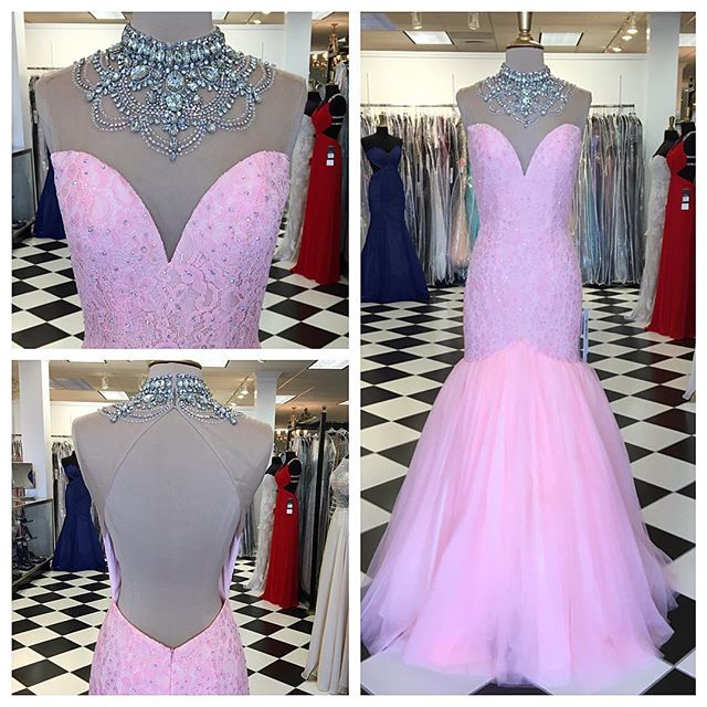 Prom Gown,pink Prom Dresses,sparkle Evening Gowns,mermaid Formal Dresses,pink Prom Dresses,tulle Evening Gowns,backless Prom Gown