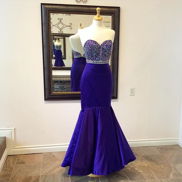 Mermaid Prom Gown,royal Blue Prom Dresses,royal Blue Evening Gowns,beaded Party Dresses,evening Gowns,formal Dress For Teen