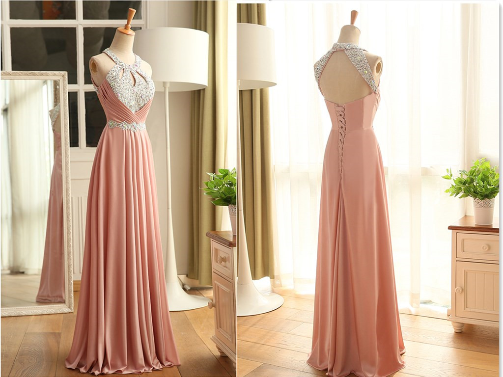 Chiffon Prom Dresses,pink Evening Dress,prom Dress,prom Gown,sexy Prom Dress,long Prom Gown,modest Evening Gowns For Teens
