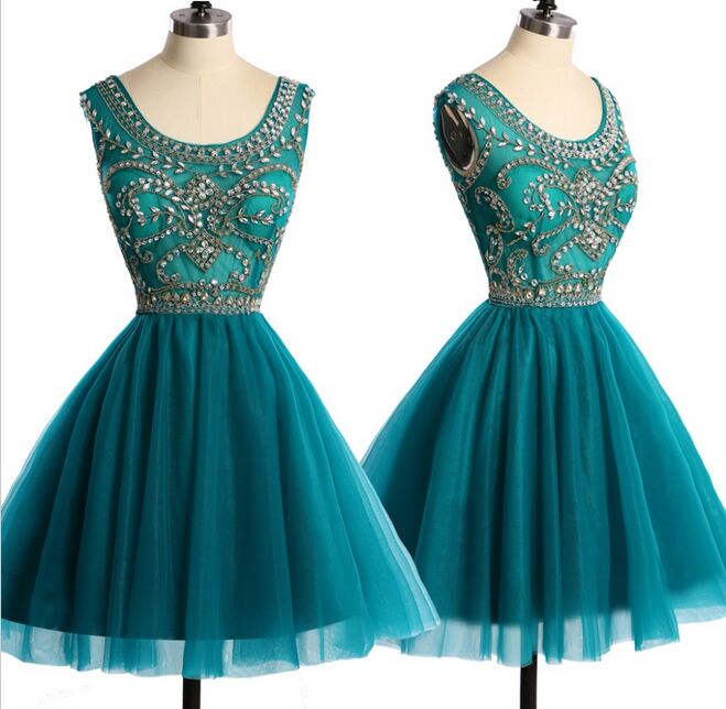 Real Pictures Homecoming Dress Scoop Luxury Rhinestone Crystals Emerald Green Homecoming Dresses , Short Prom Dress 2016 Special Occasion Dresses