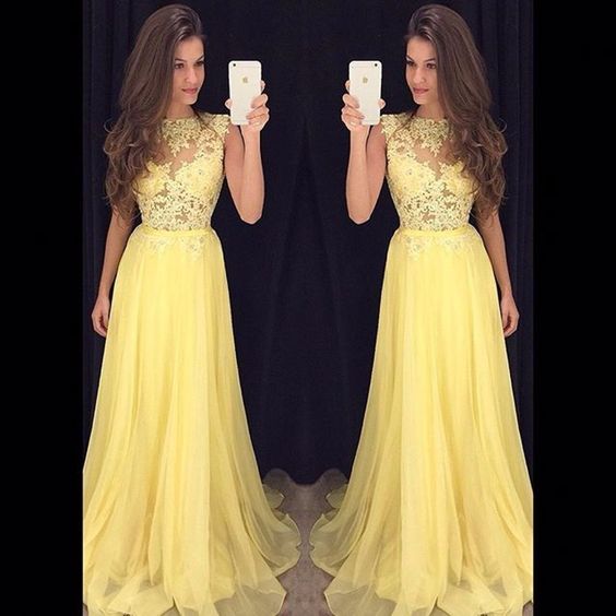 Yellow Prom Dresses,charming Evening Dress,yellow Prom Gowns,lace Prom Dresses,2016 Prom Gowns,yellow Evening Gown,party Dresses