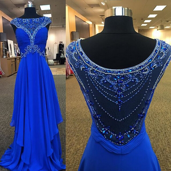 Backless Prom Dresses,open Back Prom Gowns,royal Blue Prom Dresses 2016,2016 Prom Dresses,chiffon Open Backs Prom Gown,fitted Prom Dress