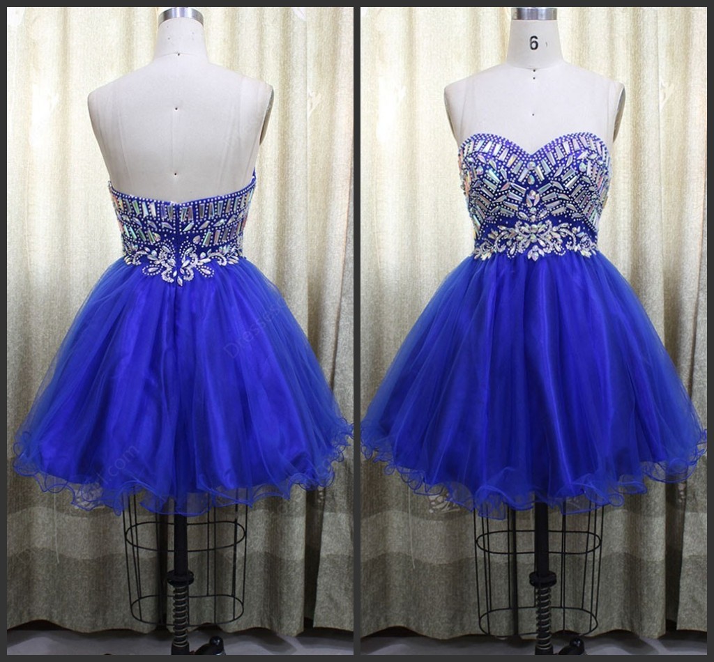 Homecoming Dress,tulle Homecoming Dress,cute Homecoming Dress,homecoming Dress,short Prom Dress,royal Blue Homecoming Gowns,beaded Sweet 16