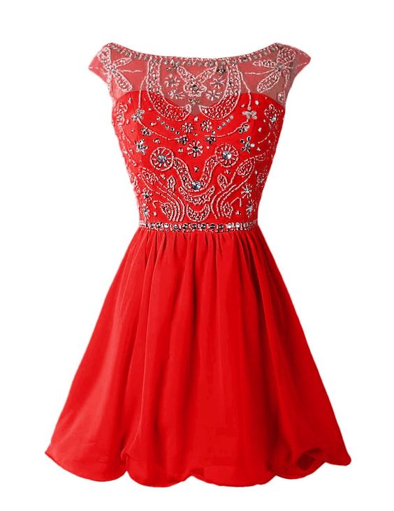 fitted lace wedding dress Modest High Neck Red Cheap Short Homecoming Dresses Online, CM652 –  SposaDresses main image 0