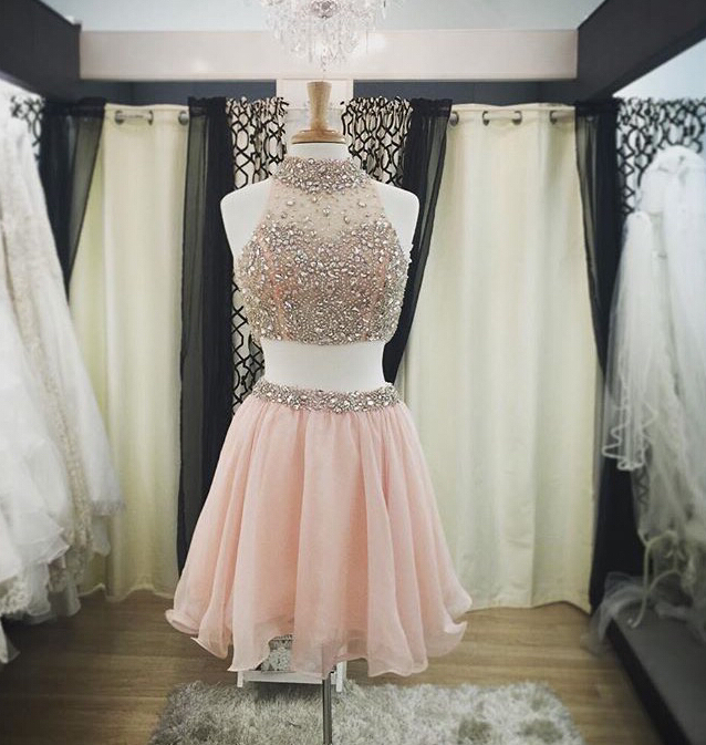 2 Piece Homecoming Dress,short Homecoming Dresses,tulle Homecoming Gown,blush Pink Homecoming Dress,beautiful Prom Gown,2 Piece Cocktail Dress