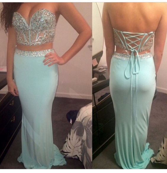 2 Piece Prom Gown,two Piece Prom Dresses,evening Gowns,2 Pieces Party Dresses,chiffon Evening Gowns,sparkle Formal Dress,bling Formal Gowns For