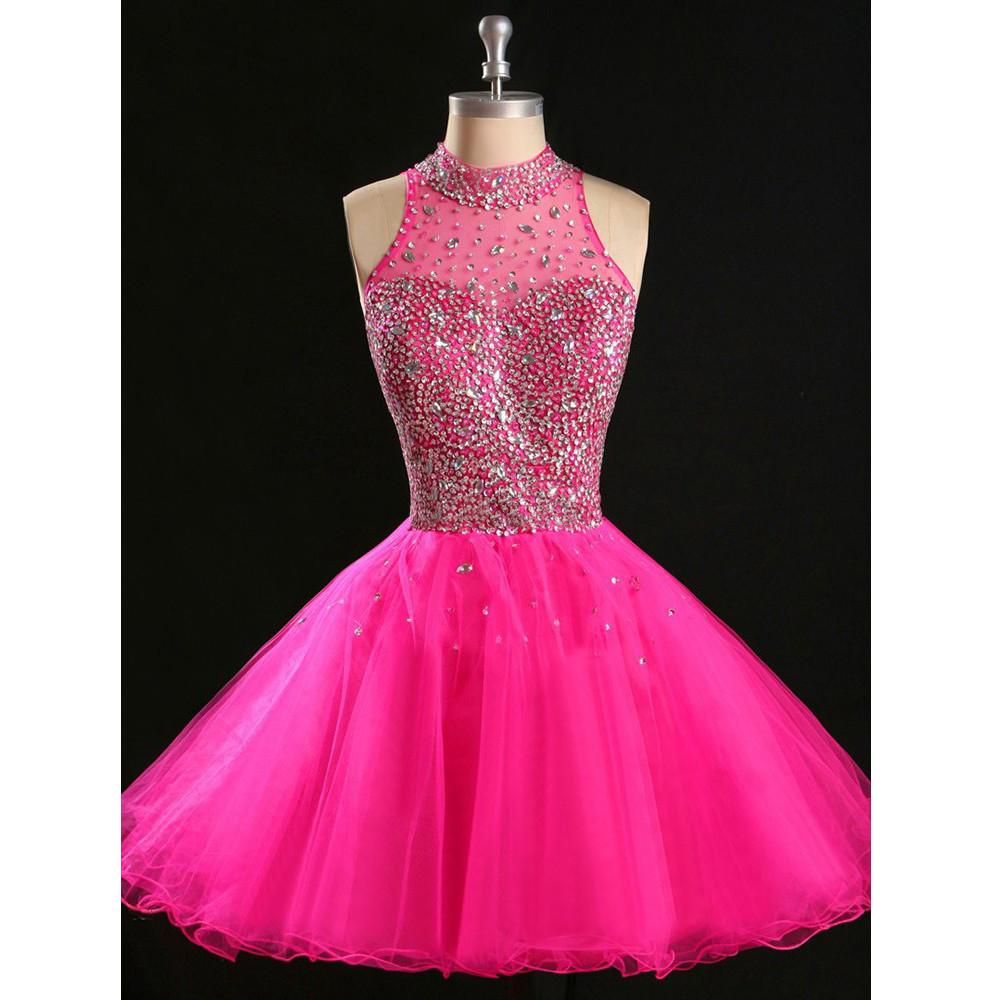 Tulle Homecoming Dress,pink Homecoming Dress,cute Homecoming Dress,2017 Fashion Homecoming Dress,short Prom Dress,pink Homecoming Gowns,beaded