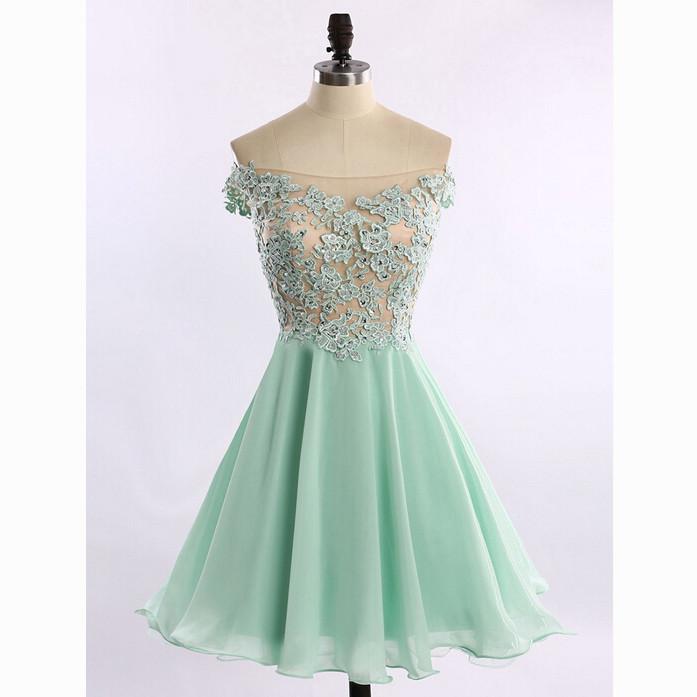 Mint Green Homecoming Dress,lace Prom Dresses,chiffon Homecoming Gowns,cute Sweet 16 Dress,evening Dresses,party Gown For Teens