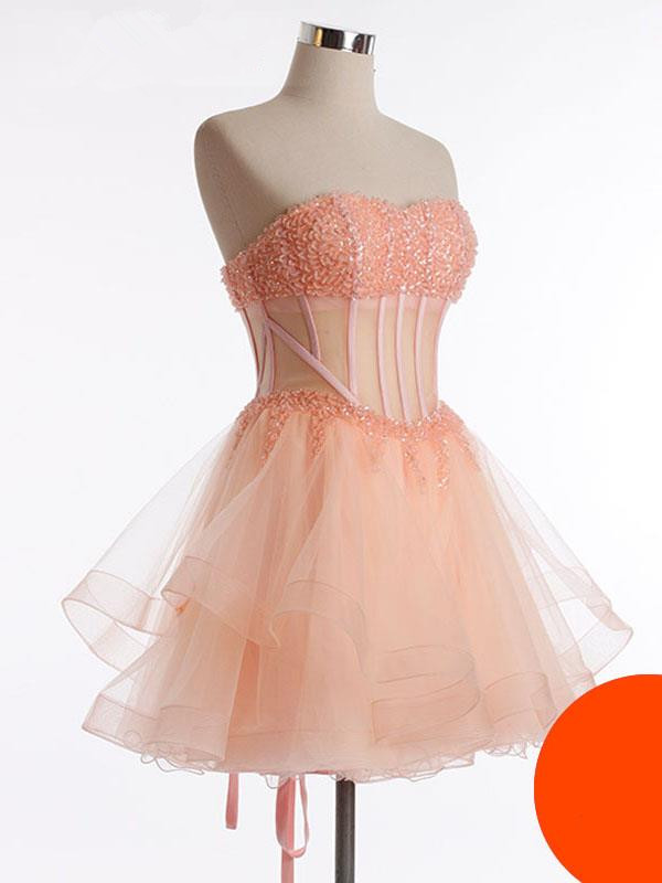 Blush Pink Homecoming Dress,cute Homecoming Dress,beading Homecoming Dress,tulle Homecoming Dress, Cute Short Prom Dress,fitted Homecoming Gowns