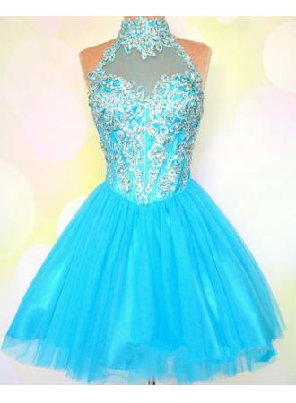 Blue Homecoming Dress,homecoming Dresses,blue Beading Homecoming Gowns,short Prom Gown,cute Sweet 16 Dress,elegant Homecoming Dress,charming