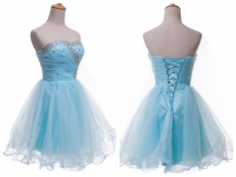Light Blue Homecoming Dress,beading Homecoming Dress,tulle Prom Dress,short Prom Gown,formal Dress,2016 Fashion Sweet 16 Dresses