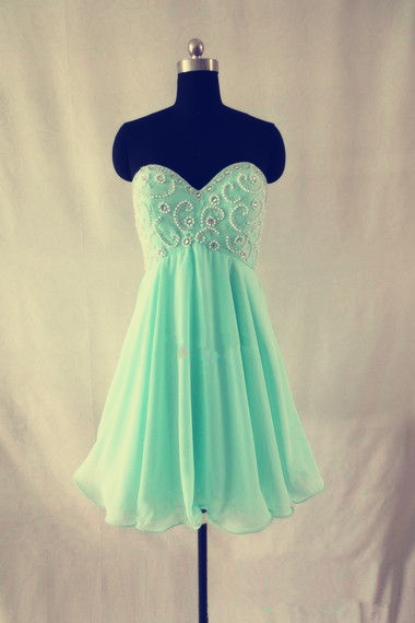 Mint Green Homecoming Dress,chiffon Homecoming Dresses,straps Homecoming Gowns,short Prom Dress,beading Prom Dresses,sweet 16 Dress,evening