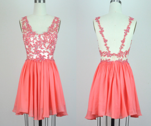 Coral Homecoming Dress,homecoming Dresses,lace Homecoming Gowns,short Prom Gown,coral Sweet 16 Dress,homecoming Dress,cocktail Dress,evening
