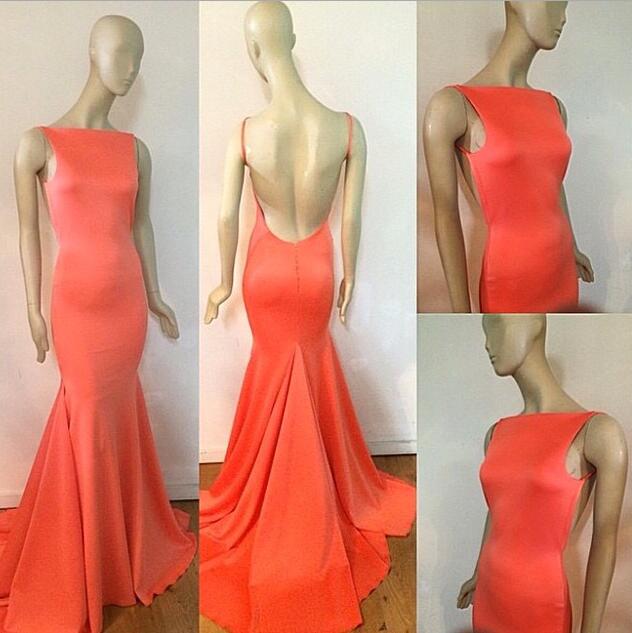 orange formal gowns
