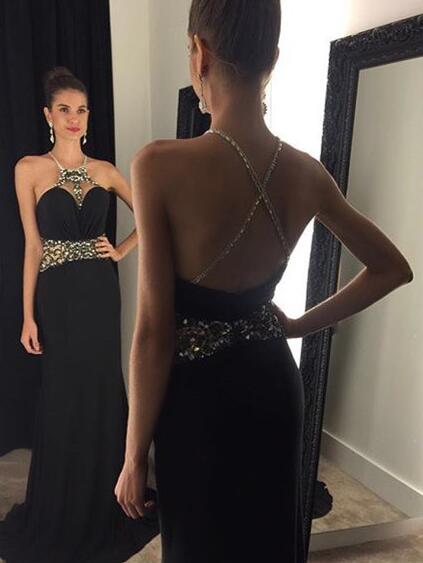 Black Prom Dresses,elegant Evening Dresses,long Formal Gowns,beaded Party Dresses,chiffon Pageant Formal Dress