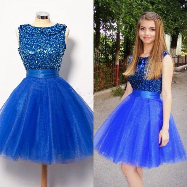 blue and silver party dresses