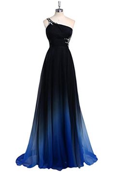 Gradient Prom Dress ombre Evening Dress beaded One Shoulder Prom