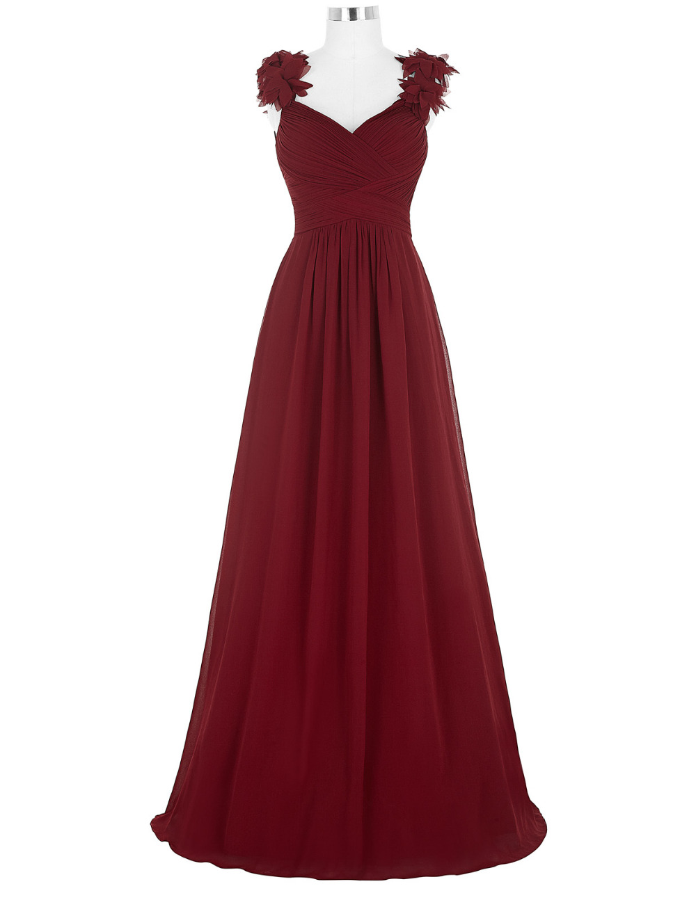 Long Evening Dress Sexy V Neck Ruched Padded Formal Wedding Party Dress Burgundy Evening Gowns