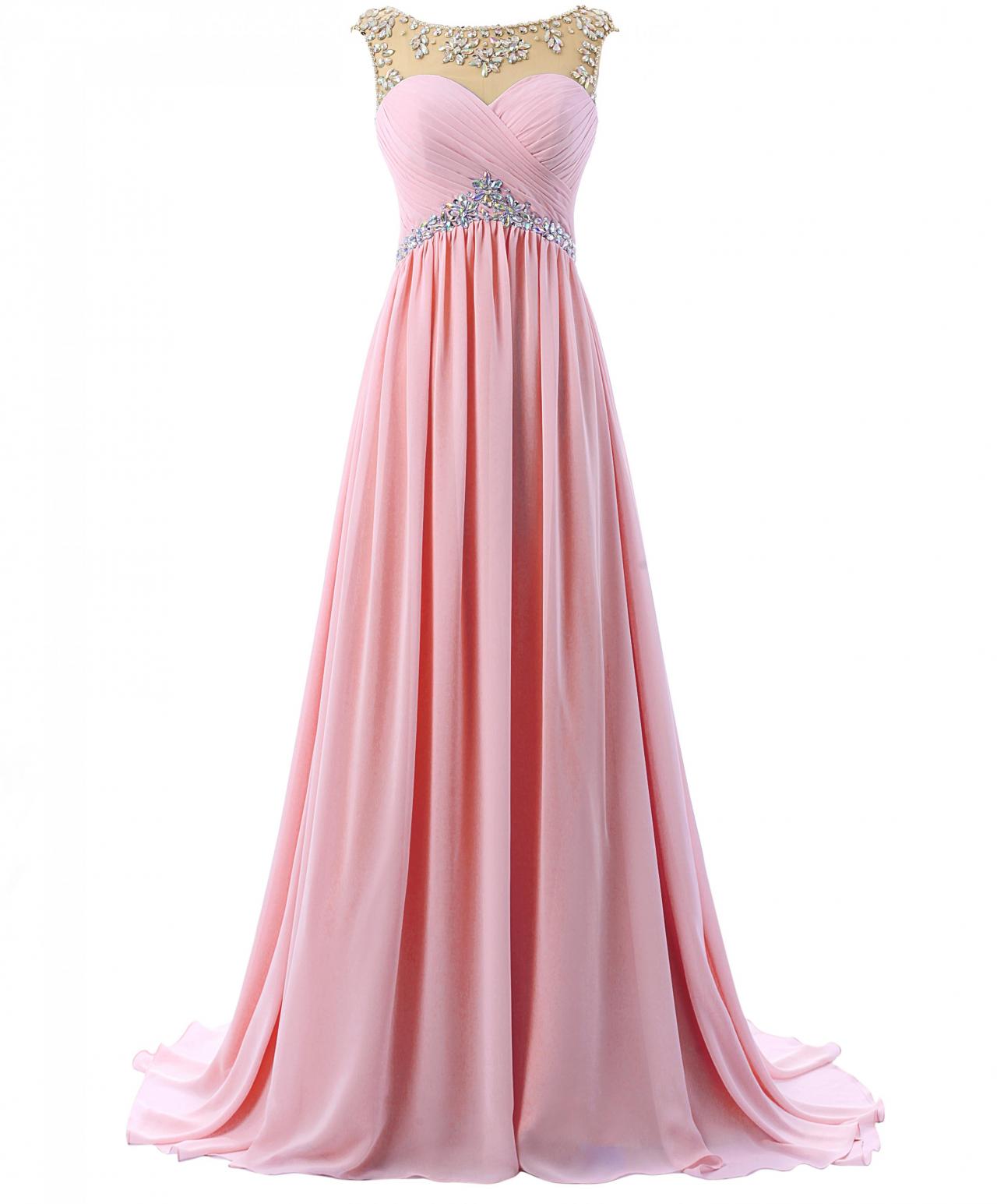 2017 Fashion Long Prom Dresses,beading Chiffon Evening Dresses,a-line ...