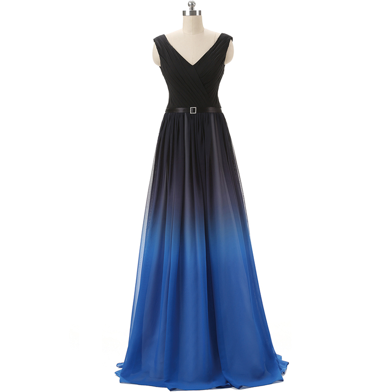 Lovely Black And Blue Handmade Gradient Prom Dresses, Prom Dresses, Long Prom Dresses