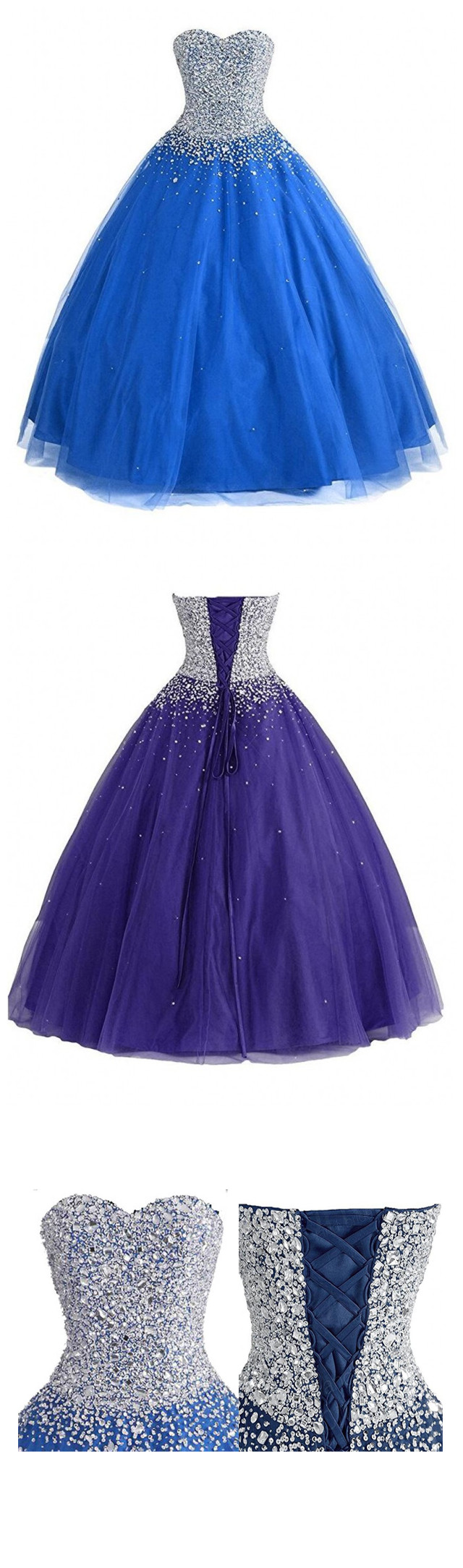 Ball Gowns Sweetheart Tulle Prom Dress with Beadings LBQ2678