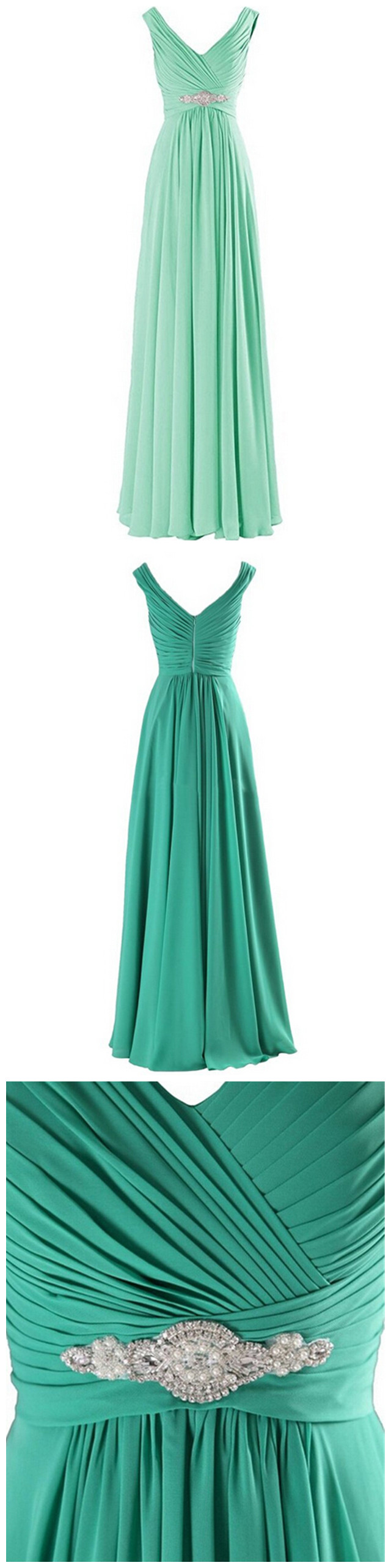 Women's Vneck Bridesmaid Dress Chiffon Prom Gown Formal Long