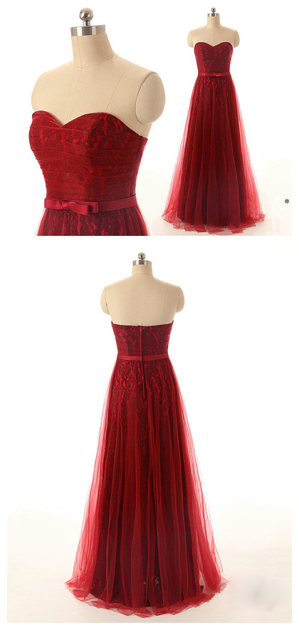 Red Prom Dress, Lace Prom Dress, Long Prom Dress, Prom Dress, Party Prom Dress