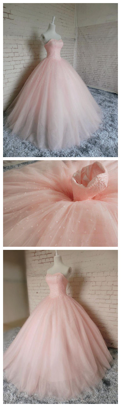 Pink Ball Gown Beading Prom Dress,long Prom Dresses,charming Prom Dresses,evening Dress, Prom Gowns, Formal Women Dress,prom Dress