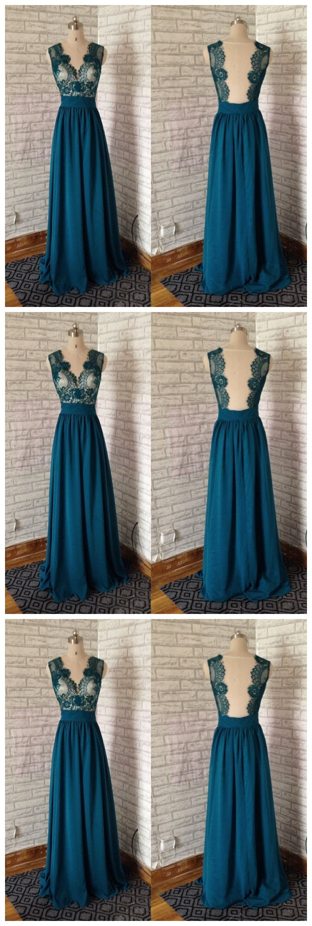 Green Lace Applique Sleeveless Prom Dress