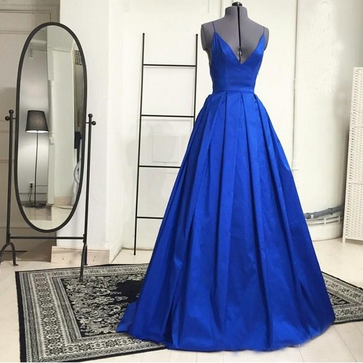 Royal Blue Prom Dress,spaghetti Straps Prom Dresses,evening Dress