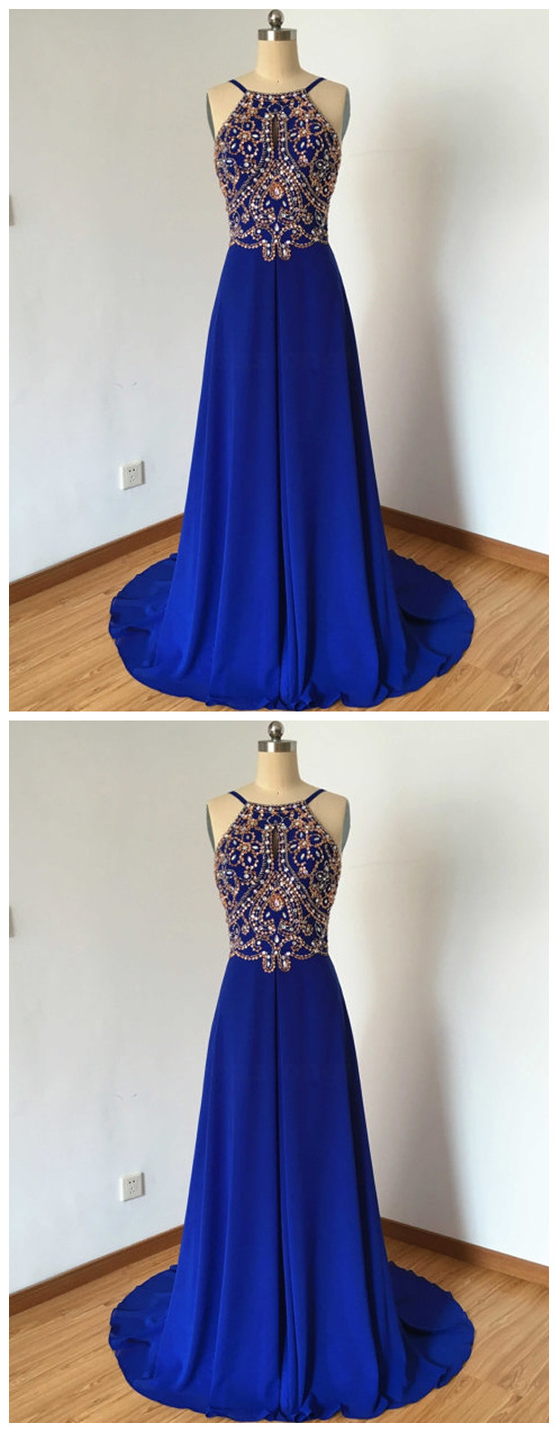 Royal Blue Prom Dress,beading Prom Dresses,long Evening Dress