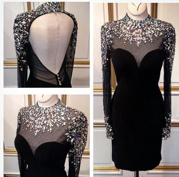 sachin and babi light blue dress Black Long Sleeve Tulle Homecoming Dresses main image 0