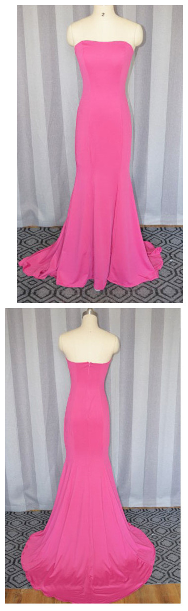 Pink Prom Dress,fashion Elegant Sleeveless Long Formal Mermaid Jersey Prom Dress 2017 ,long Party Dress, Pink Evening Dress
