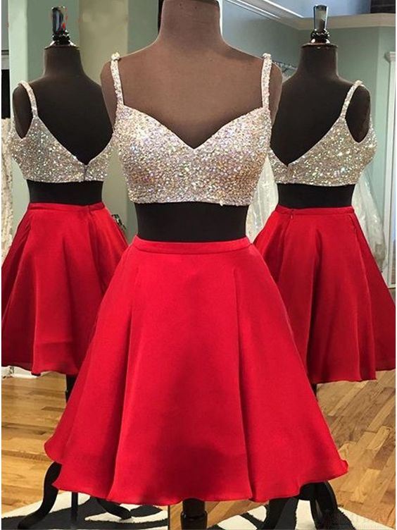 Sweetheart Short Prom Dresses,sexy A Line Prom Dresses,beaded Homecoming Dresses,top Straps Red Short Prom Dresses,homecoming Dresses,cocktail