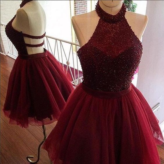 Sexy Red Short Prom Dress,red Homecoming Dress, Burgundy A Line Homecoming Dress,beading Party Dress,women Homecoming Dress,charming Prom