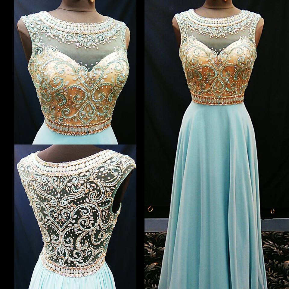 Prom Dress, Long Blue Prom Dresses, 2017 Evening Gown, Beaded Prom Dress,formal Evening Dress, Formal Evening Gown