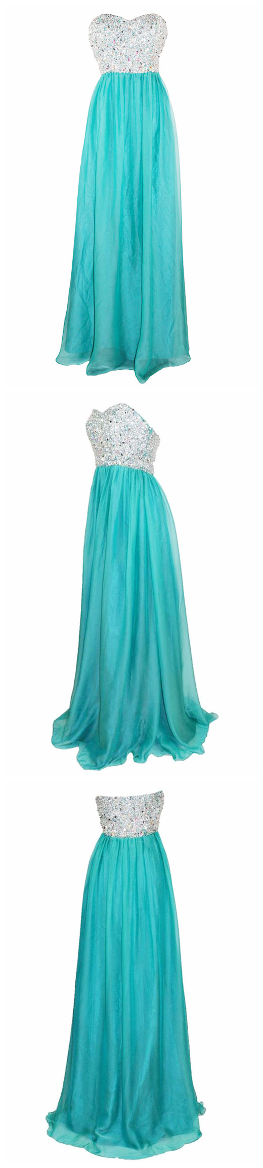 Exquisite A-line Sweetheart Long Chiffon Prom Dress With Beads