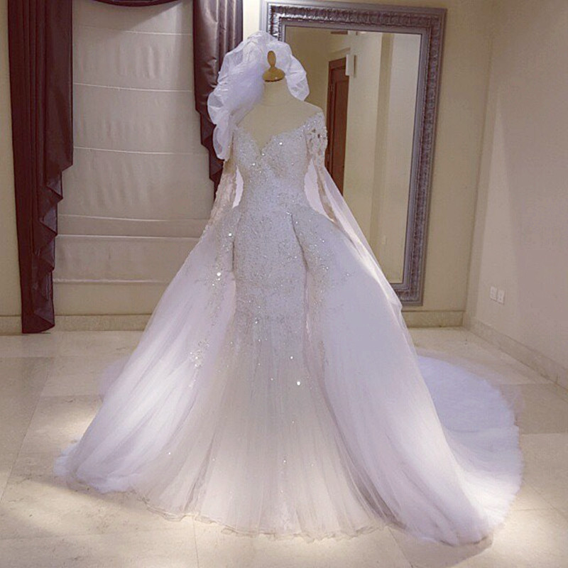 mermaid wedding dress with detachable skirt