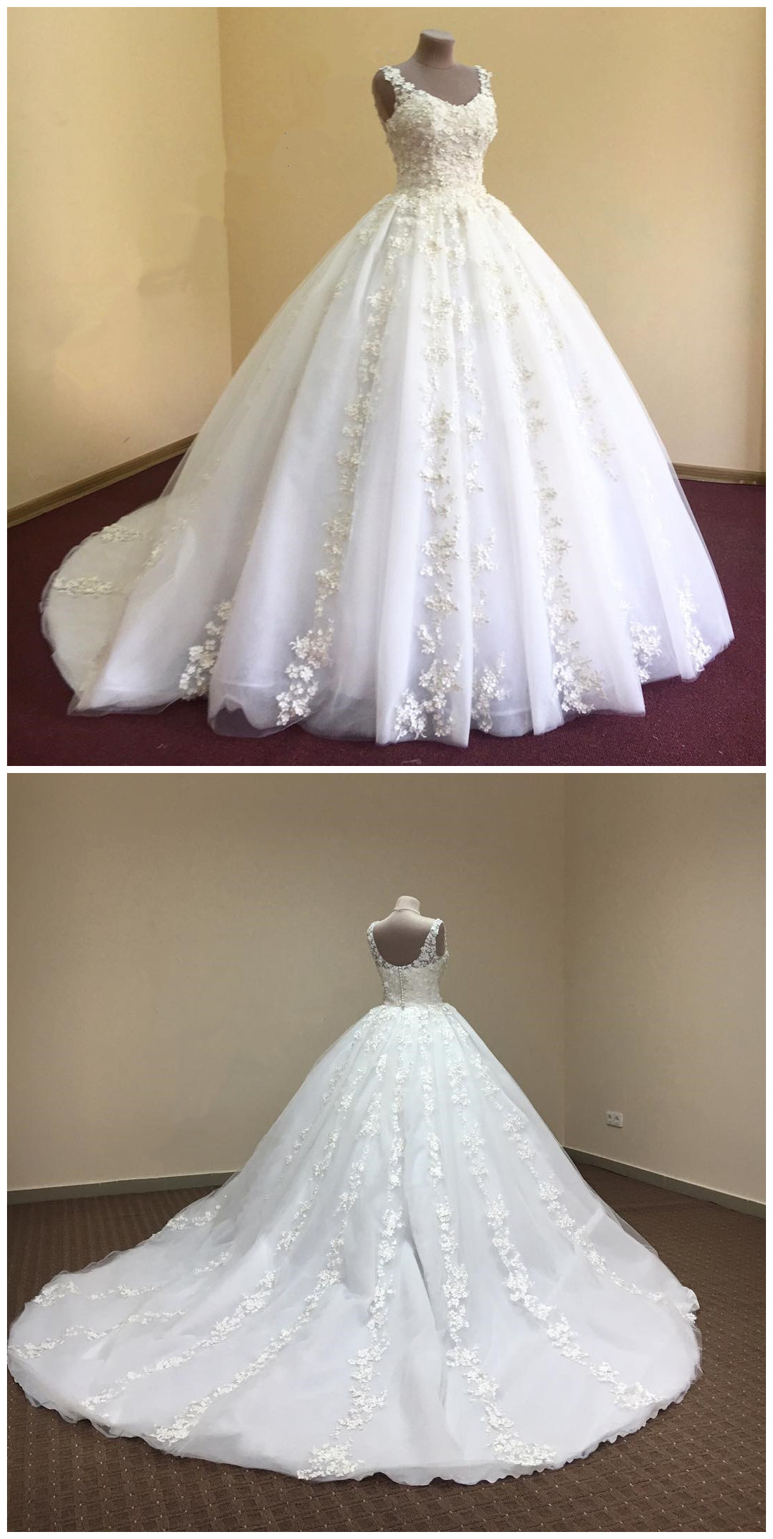 Wedding Dresses, Wedding Gown,elegant Lace Appliques V Neck White Organza  Ball Gowns Wedding Dress 2 on Luulla