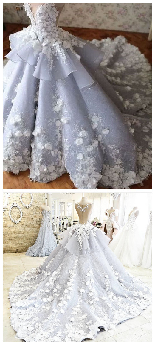 Gorgeous Wedding Dress,floral Bridal Dress,backless Wedding Dress,fashion Bridal Dress,sexy Party Dress, Style Evening Dress,wedding Dresses