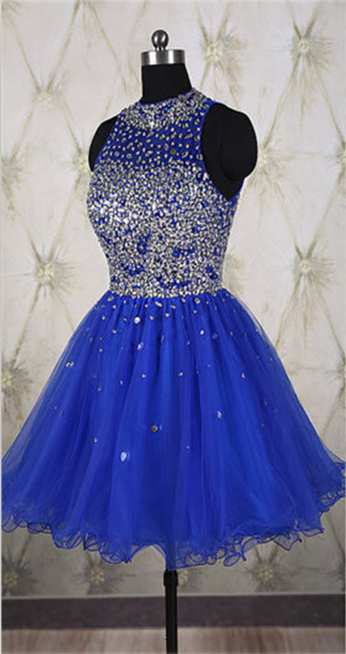 Beaded Prom Dress,royal Blue Prom Dress,mini Prom Dress,fashion Homecomig Dress,sexy Party Dress, Style Evening Dress