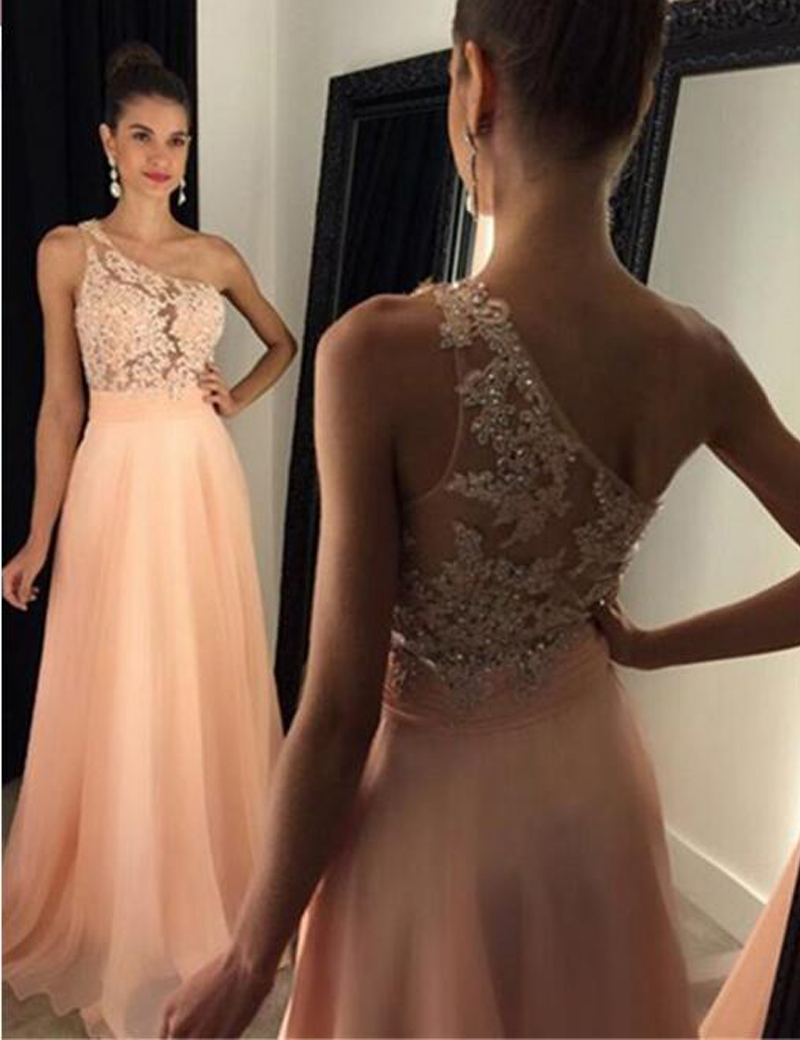 Beaded Prom Dress,one Shoulder Prom Dress,lace Prom Dress,fashion Prom Dress,sexy Party Dress, Style Evening Dress