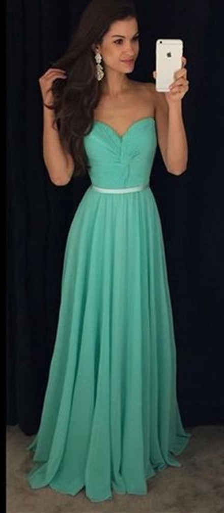 Prom Dress,green Long Prom Dresses,elegant A-line Chiffon Prom Dresses ...