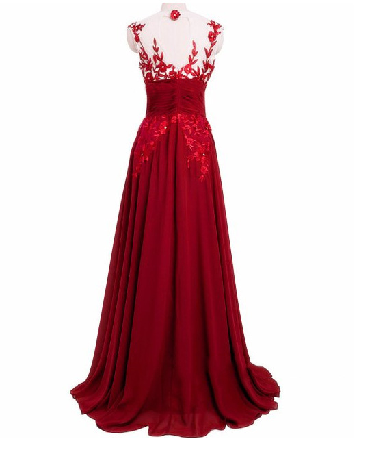 Red Long Evening Dress Prom Gown Sexy Lace Homecoming Gowns on Luulla
