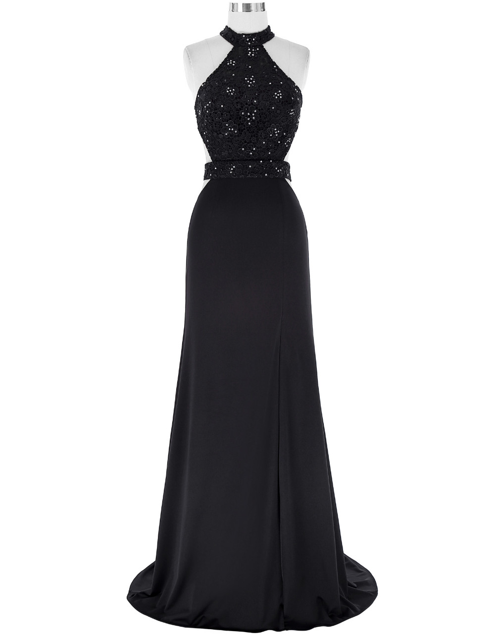 Black High Neck Floor Length Dress