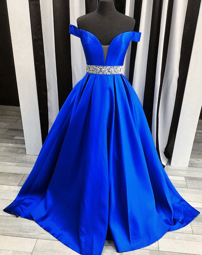 Sexy Off The Shoulder Satin Ball Gowns Prom Evening Dresses 2017 Prom Dresses