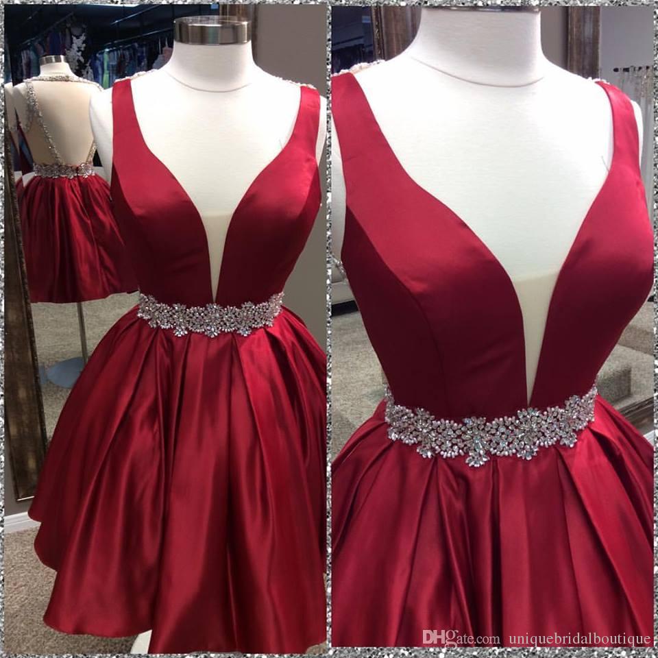 Homecoming Dress,sexy Elegant Homecoming Dresses, Cute A-line Dark Red Homecoming Dress With Open Back,high Quality Graduation Dresses,wedding