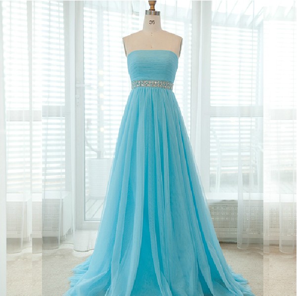 Prom Dress, Elegant Handmade Simple Blue Prom Dress, Blue Prom Dresses, Prom Gowns, Evening Gowns,floor-length Prom Dresses,wedding Guest Prom