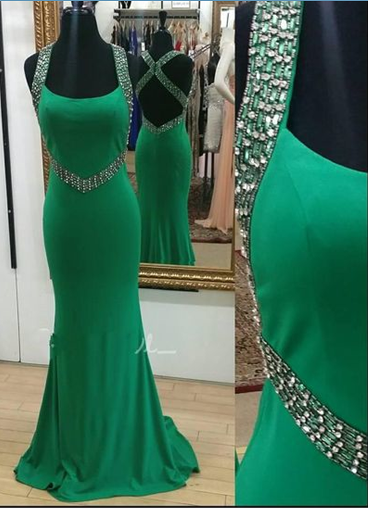 Prom Dress,real Iamge Prom Dresses Sexy Mermaid Halter Green Halter Backless Beads Chiffon Formal Party Gowns Robes De Bal,wedding Guest Prom